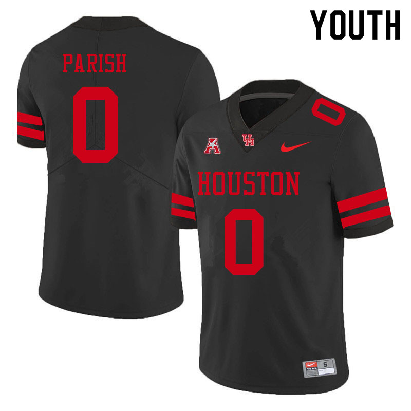 Youth #0 Derek Parish Houston Cougars College Football Jerseys Sale-Black - Click Image to Close
